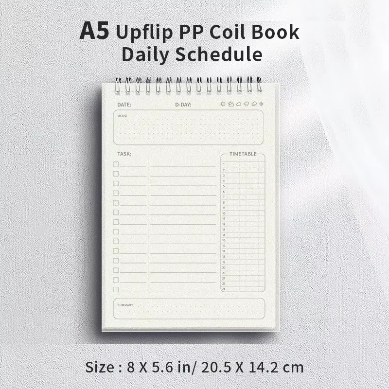 1pc Planner Agenda Spiral A5 Notebook Schedules Daily Plan To Do List Notepad 160 Pages Thick Office School Supplies Stationery