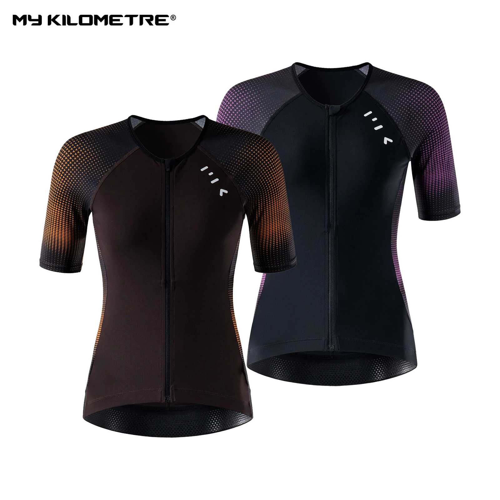 

Women’s Triathlon Top Quick Dry for Triathlon Racing Breathable Tri Jersey Front Zip with Rear Pockets UV ProtectionMY KILOMETRE