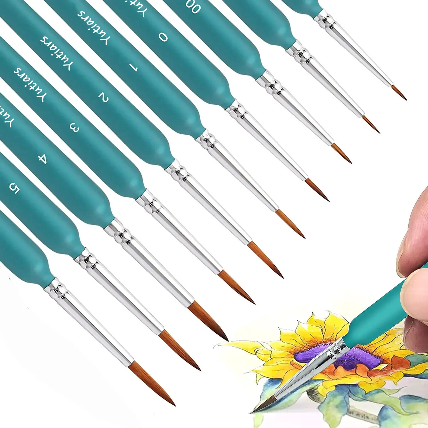 

10pcs Miniature Paint Brushes, Detail Fine Tip Paint Brushes Set With Ergonomic Handle - Suitable For Acrylic Painting, Oil, Wat