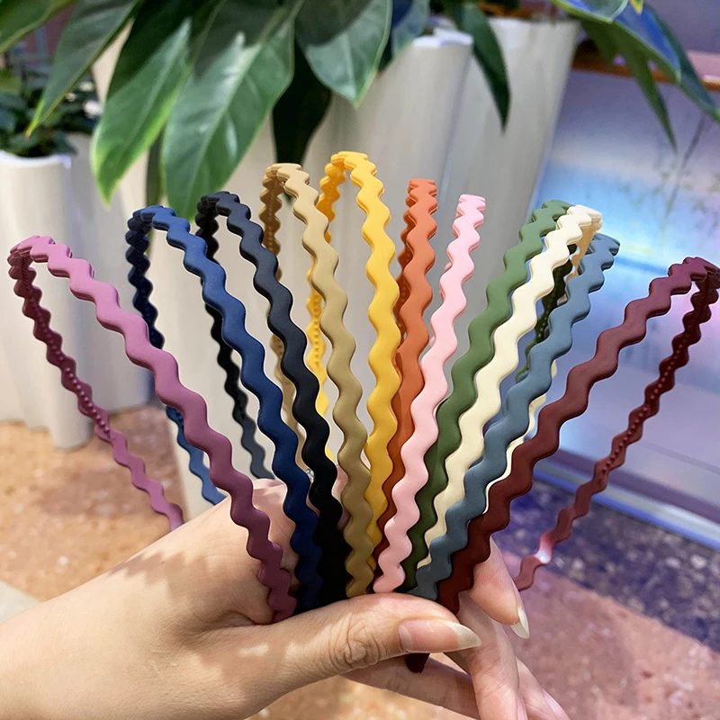 New Fashion Headband Solid Color Wave Thin Head Hoop Toothed Non-Slip Hairbands Makeup Hair Hoop Women Girl Clamp Headwear