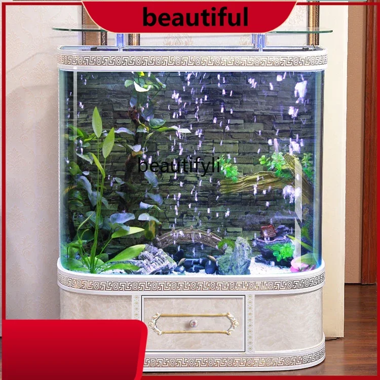 

European Fish Tank Living Room Home Glass One-Click Drainage Medium and Large Wall Floor Aquarium H