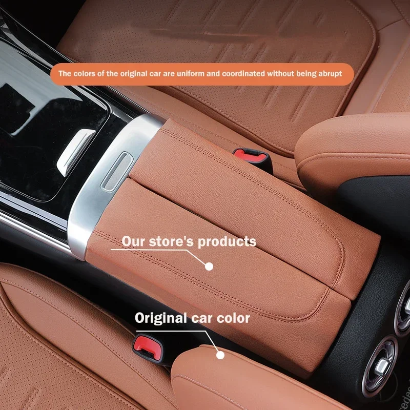 Leather Center Console Armrest Box Cover Pad for Mercedes Benz C Class W206 GLC Class X254 Anti-Scratch Cushion