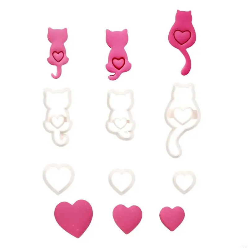 Small Lovely Cats Clay Mold Set 6 Pieces for Crafting Lovely Jewelry Designs