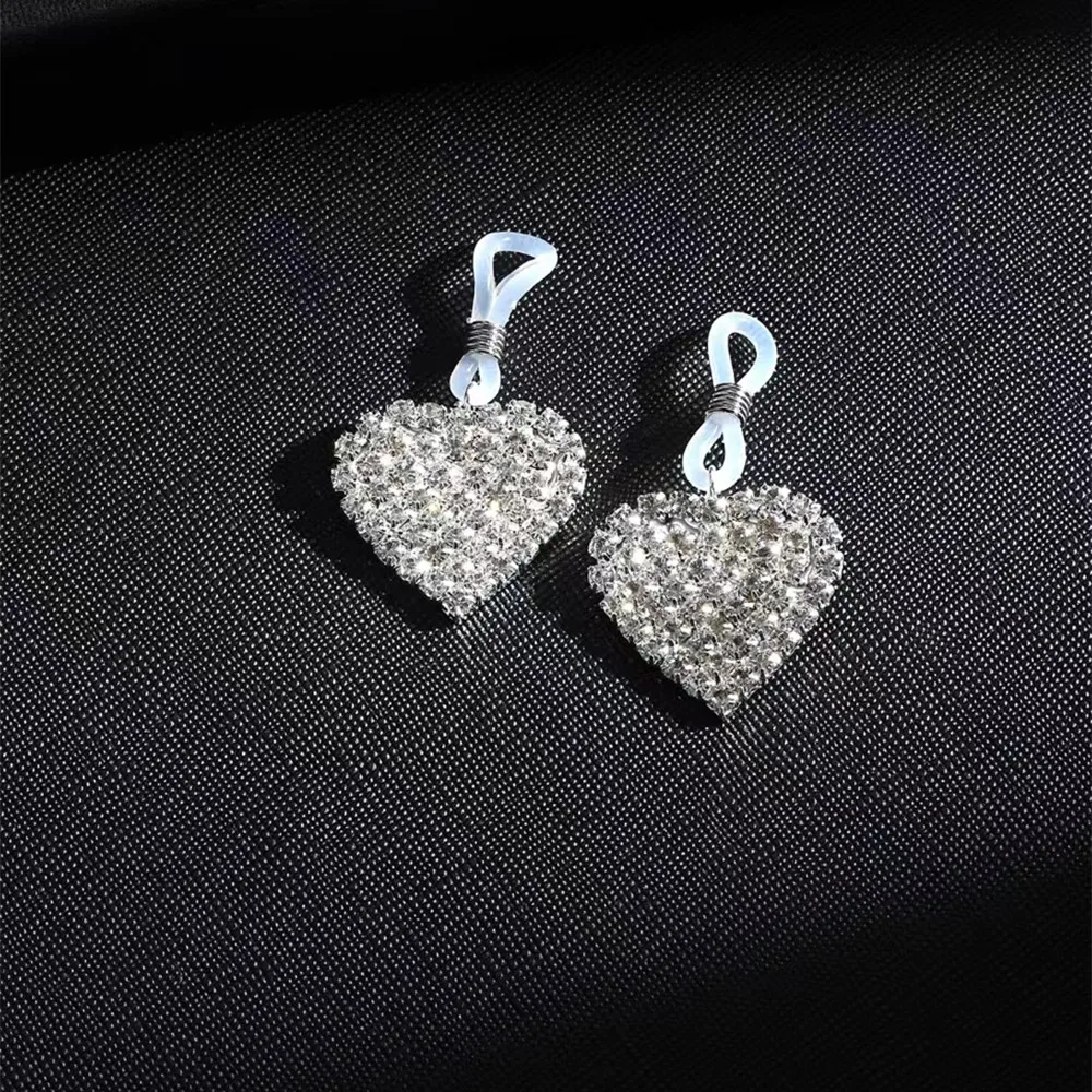 Clear Rhinestone Heart shape Non-Piercing Nipple Rings Body Jewelry for Women crystal Fake Nipple Clip Ring Dangle Nipple Gift