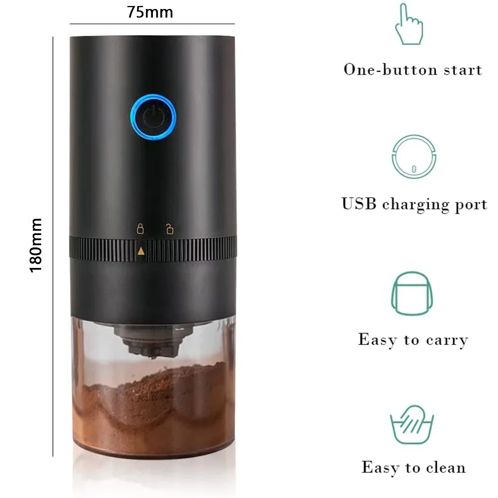 New Upgrade Portable Electric Coffee Grinders USB Charge Professional Ceramic Grinding Core Coffee Beans Grain Spice Grinder