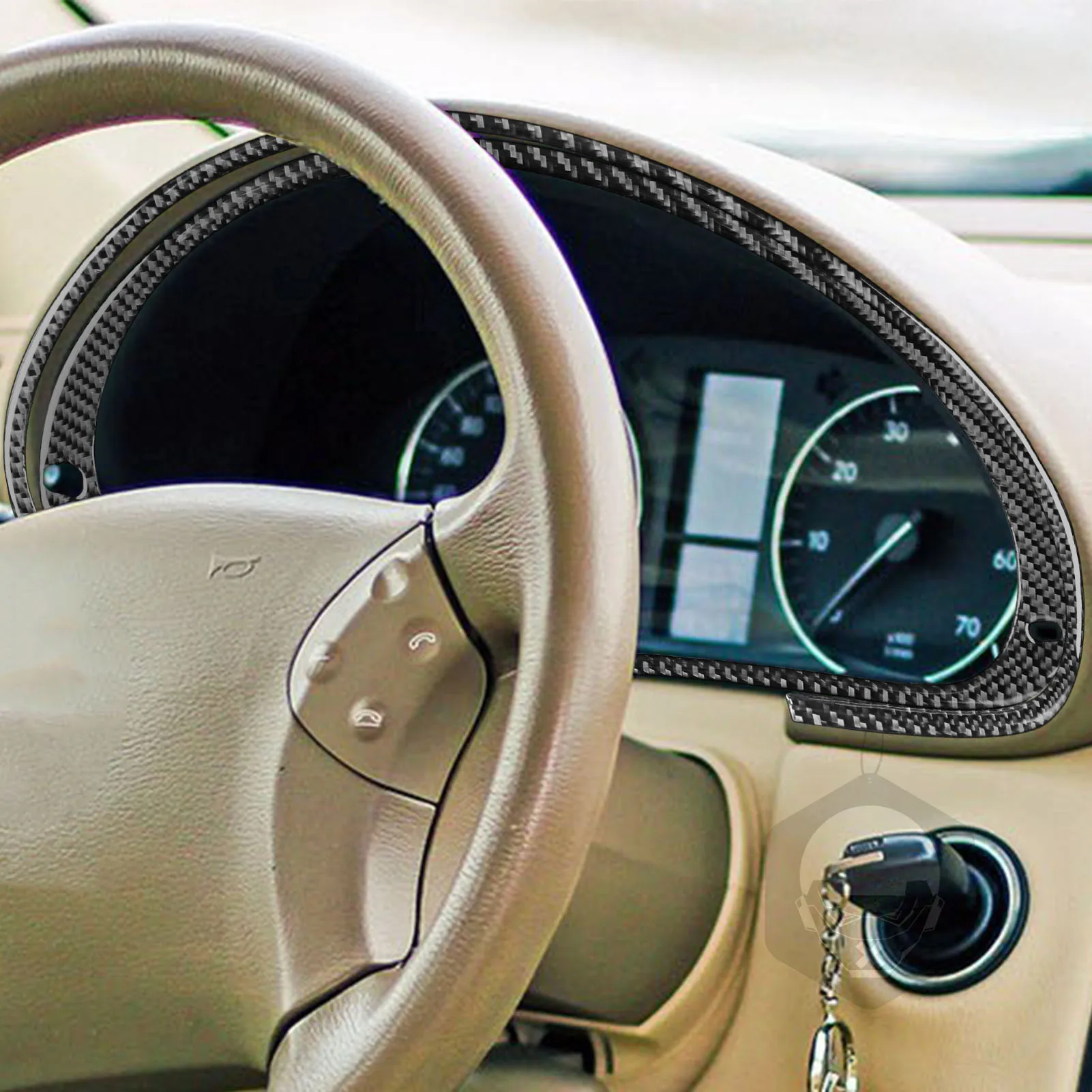 For Benz C Class W203 2005-2007 Carbon Fiber Instrument Speedometer Surround Frame Cover Trim Car Interior Accessories Sticker view 5