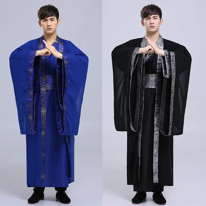 Men Multicolor Hanfu Chinese Traditional Costume Qing Dynast Clothes Boy Adult  Robe Dance Folk Costume National Stage Cospaly