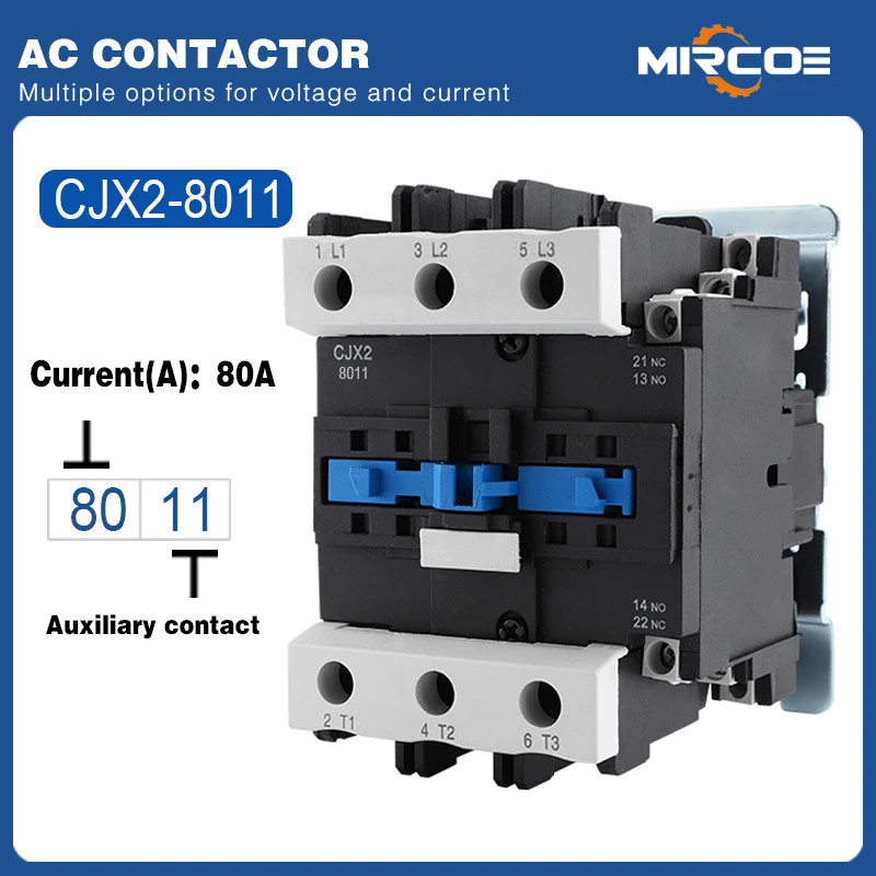 

8011-80A AC Contactor CJX2 (LC1-D) for Motor Starters and Electrical Control Panels 220V-240V 110V 380V