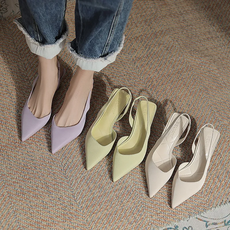 

Summer New Women Shoes Exquisite Pointed Tip High Heeled Sandals for Woman French Style Casual Shoe Designer Shoes Zapatos Mujer