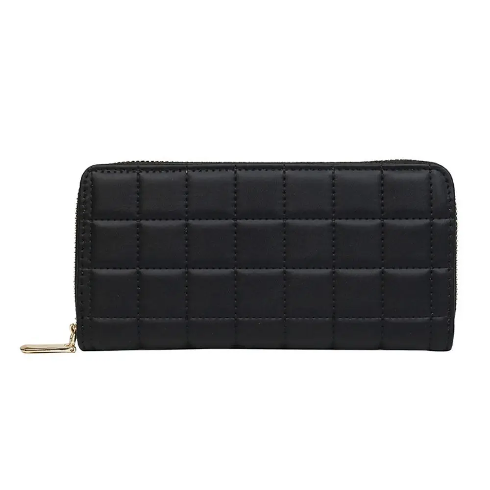 Fashion Quilted Women Long Wallet Solid Color PU Leather Card Holder Large Capacity Clutch Money Pocket