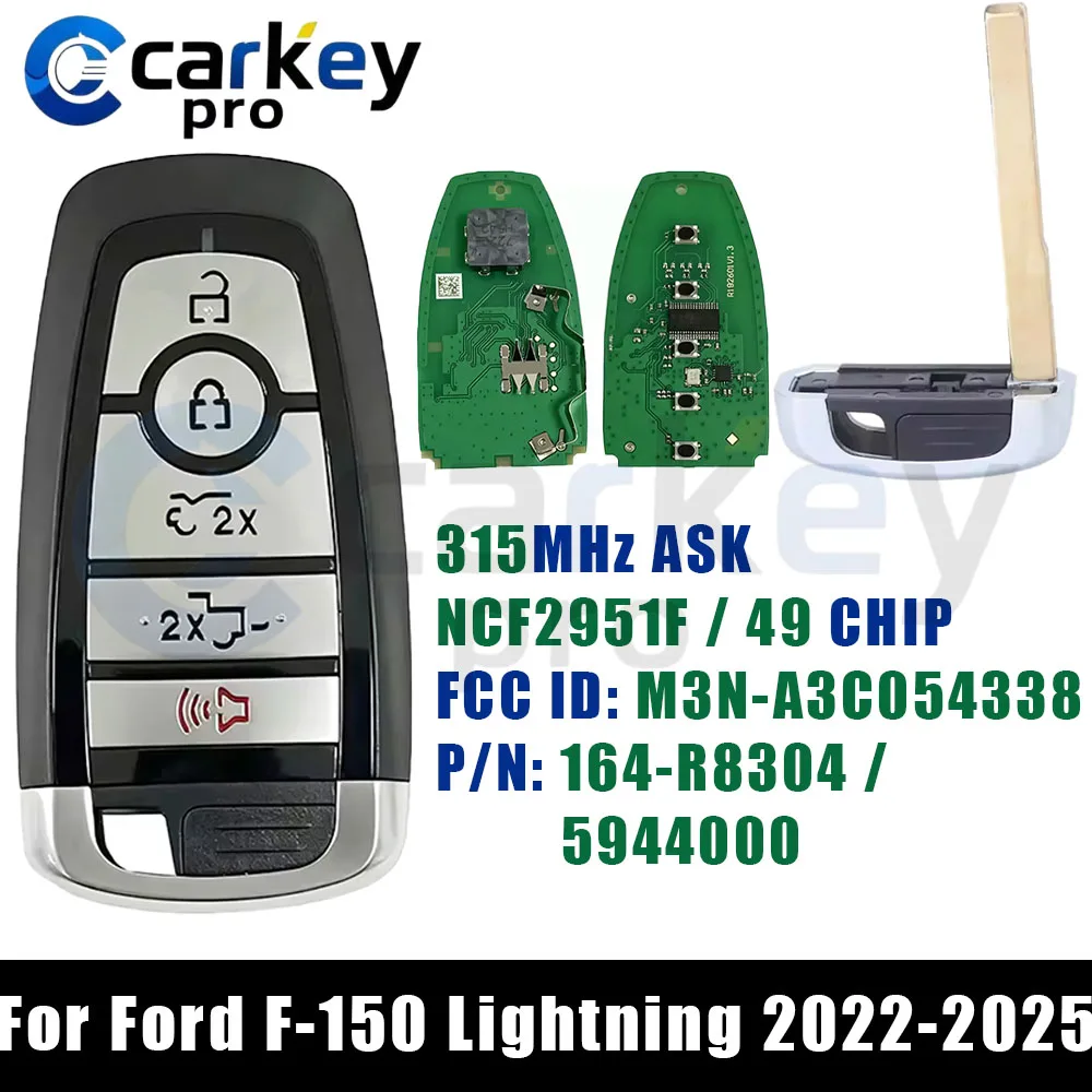 Carkeypro 5+1 Buttons 315MHz M3N-A3C054338 Smart Key For Ford F-150 Lightning 2022-2025