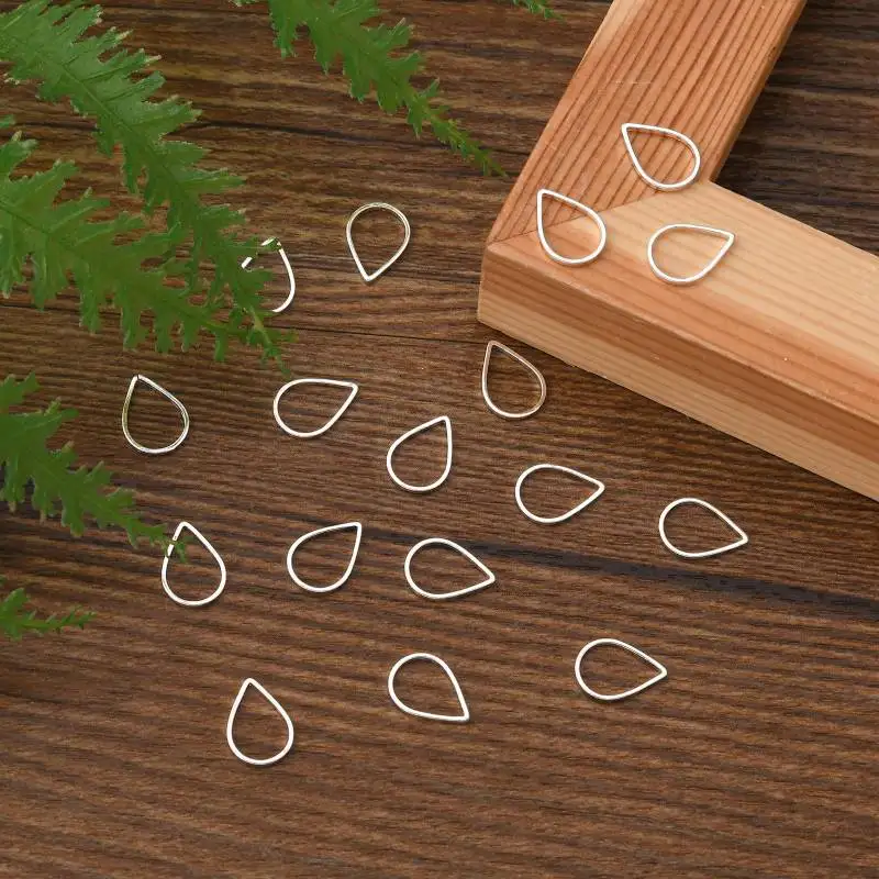 100pcs Brass Linking Rings Teardrop Silver Color Plated about 7mm wide 11mm long 1mm thick