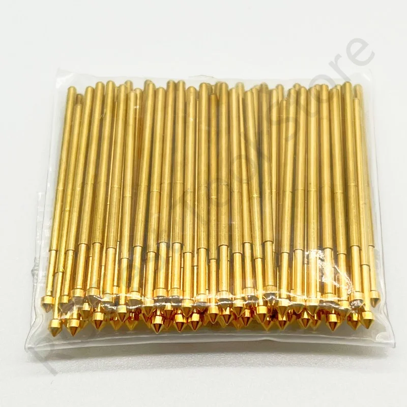 Spring Test Probe com Gold Tip, Test Pin, Pogo Pin, P100-E, P100-E3 Test Tool, 33,35mm, 1,36mm, diâmetro 1,80mm, 100pcs