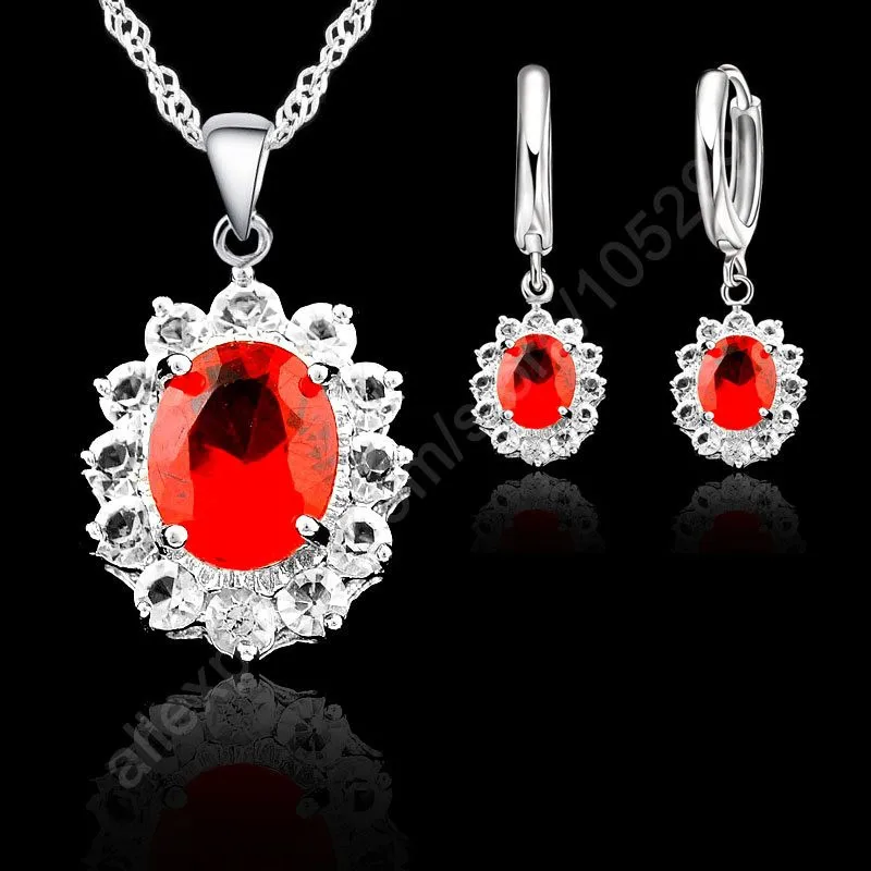 Elegant Flower Shape Women Wedding Necklace Earring Jewelry Sets 925 Sterling Silver Cubic Zirconia Crystal Girls Gifts