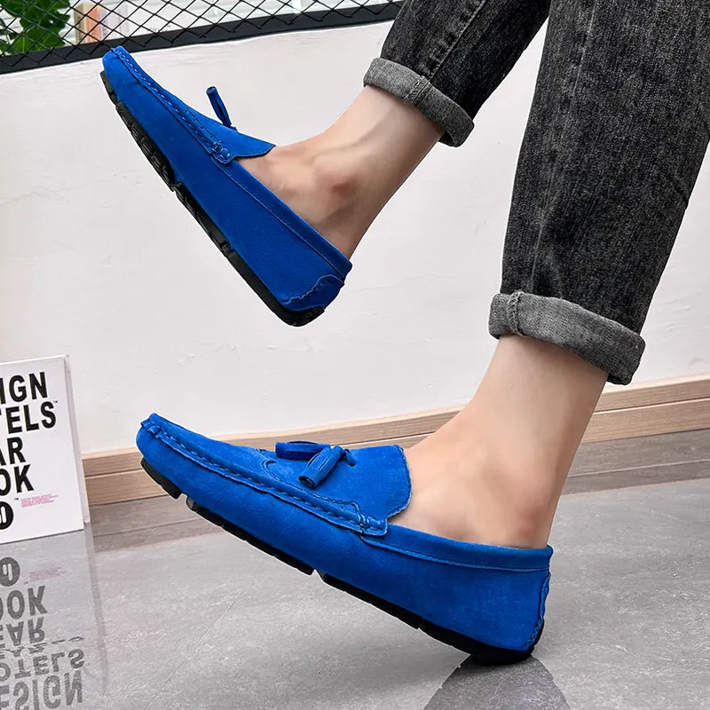 Big Size 38-48 Yellow Leather Men's Casual Shoes Soft Comfort Suede Loafers Man Fashion Slip-on Men Flat Shoes mocasines hombre