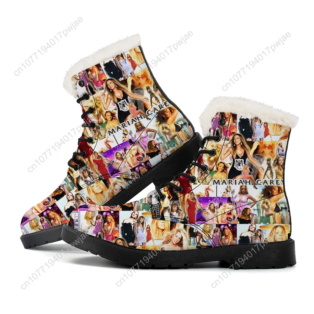 

Mariah Carey Singer Plush Boots Mens Womens Teenager Shoes Casual Boot Light High Quality Keep Warm in Winter Customize Boots