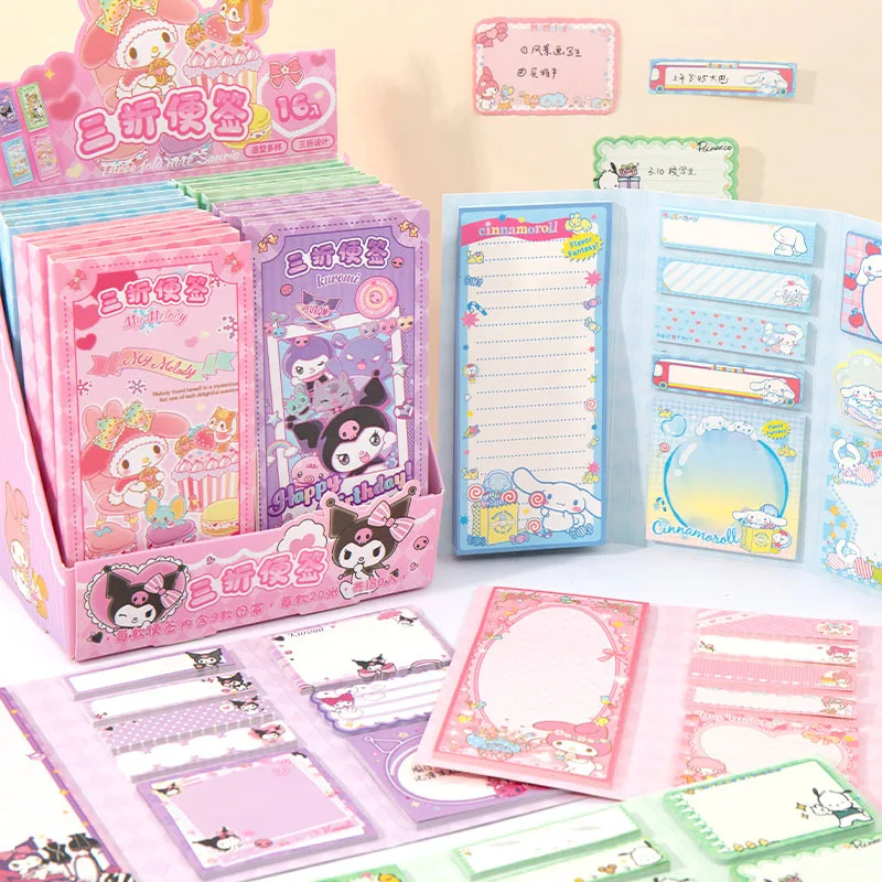 180Pcs/set Sanrio Cartoon Sticky Notes Kuromi Cinnamoroll My Melody Student Stationary Stickers Pasteable Note Children Gift