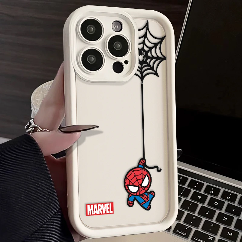 Marvel SpiderMan Mini For iPhone 15 14 13 12 11 Pro Max XS Max X XR 7 8 Plus 6S 5S  Liquid Eye Ladder Phone Case