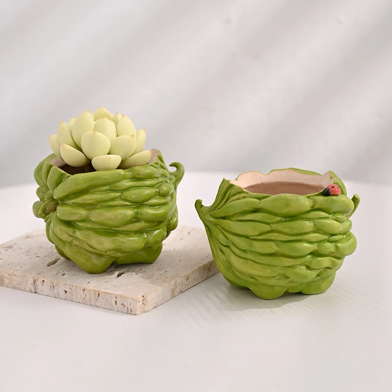 Creative garden lovely mini bitter gourd pot succulent plant planting potted garden balcony outdoor decoration small embellish