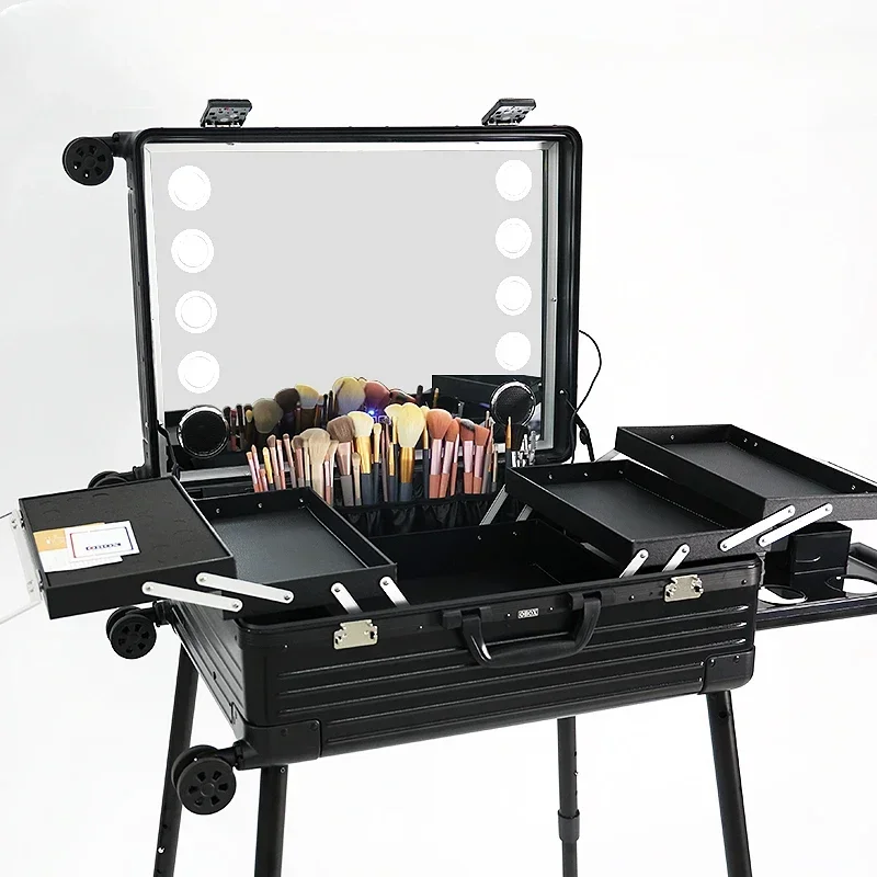 Professional makeup box suitcase makeup artist dedicated luggage case 20-inch mirror with lights and makeup box for PC box.