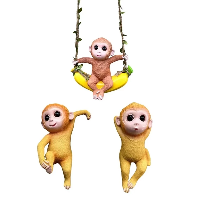 Charm Monkey Hanging Planter Decoration,Planter Pots Hangers Monkey Sculpture Home Decors for Indoor and Outdoor Space Dropship