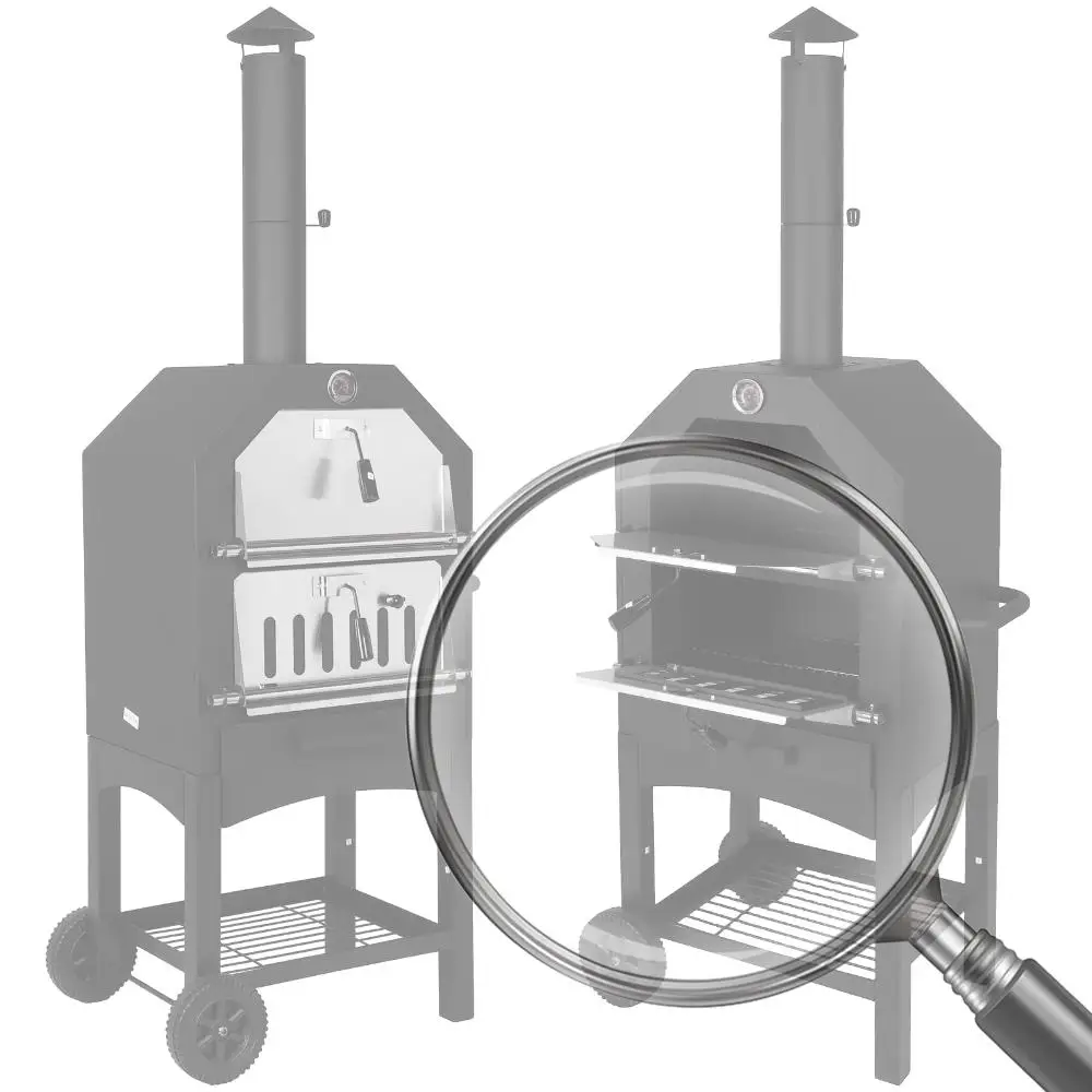 

2-уровневая отдельно стоящая угольная печь для пиццы с дождевиком, большая портативная уличная печь-гриль для заднего двора, кемпинга, задней двери