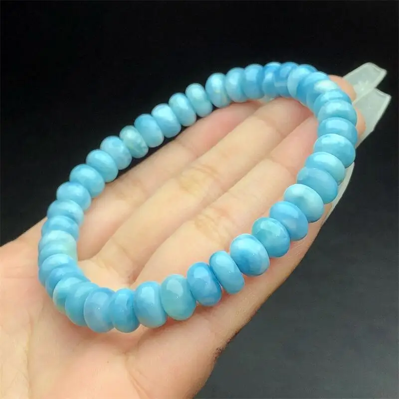 9MM Natural Larimar Bead Bracelet Crystal For Women Fortune Energy Mineral Amulet Jewelry Healing Gift 1pcs