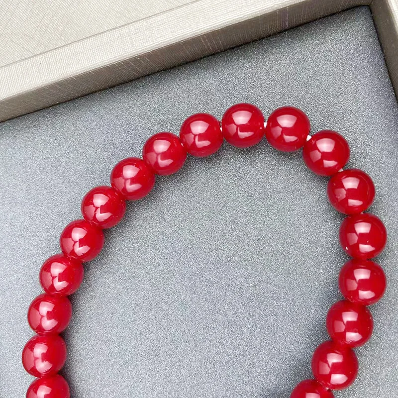 official-website Tiki 2 rupee item Anime 8mm Red Pearl Bracelet For Women Wedding Gift Jewelry Make Up Beads Pulseras