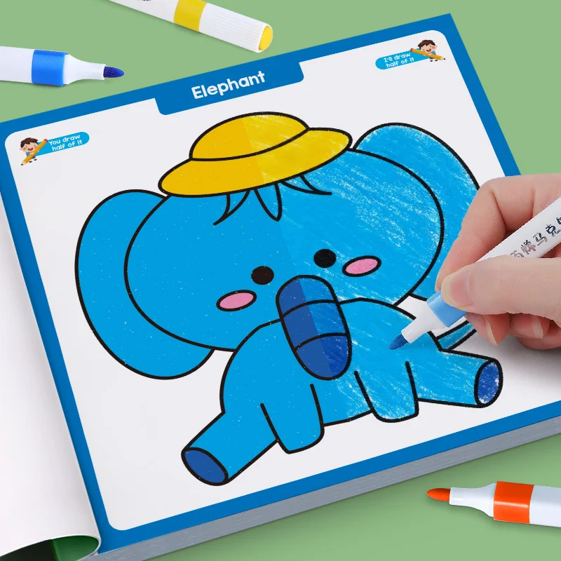 Livre de coloriage Graffiti de 32 Pages, livre de dessin symétrique amusant, demi-livre de coloriage intéressant pour enfants