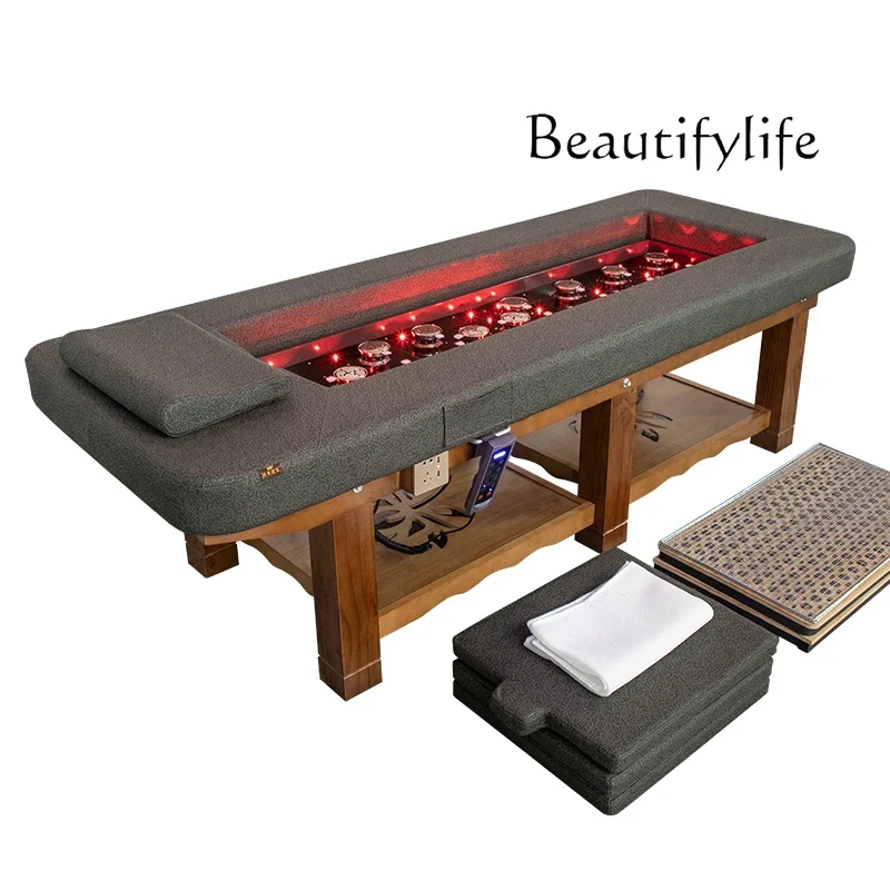 Intelligent Smoke-Free Moxibustion Bed Whole Body Moxibustion Home Steaming Bed Sweat Steaming Bed Solid Wood Massage Couch