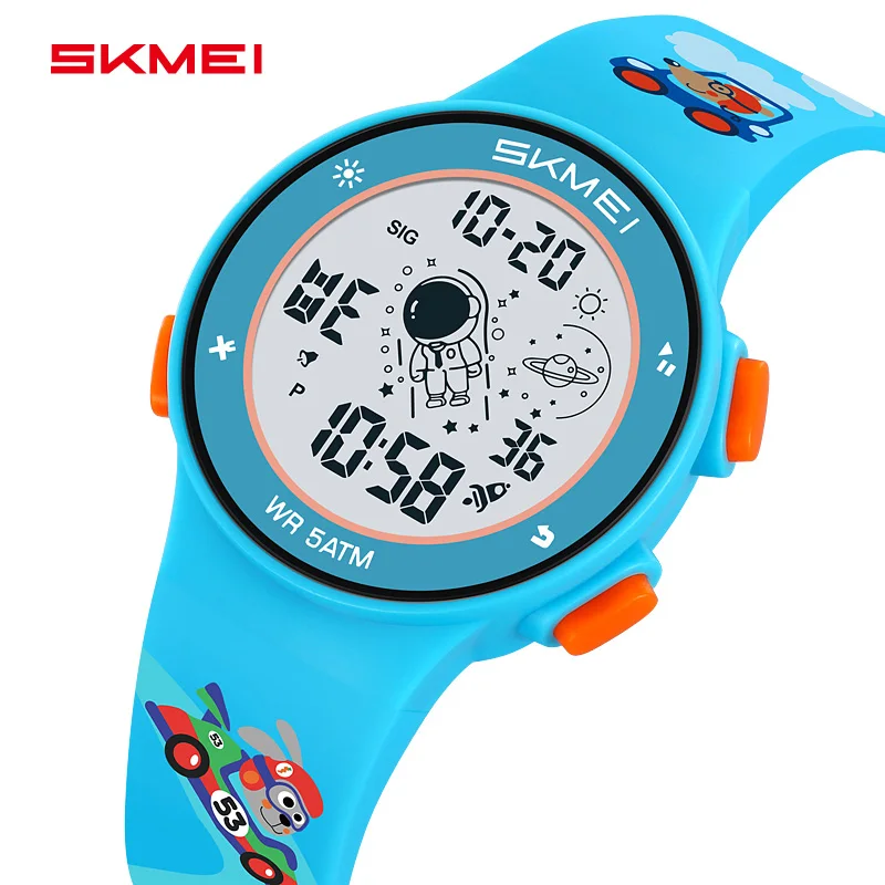 Skmei 2267 Детские цифровые часы, модный ремешок из ТПУ, красочный светильник, водонепроницаемые детские спортивные наручные часы для мальчиков и девочек с будильником