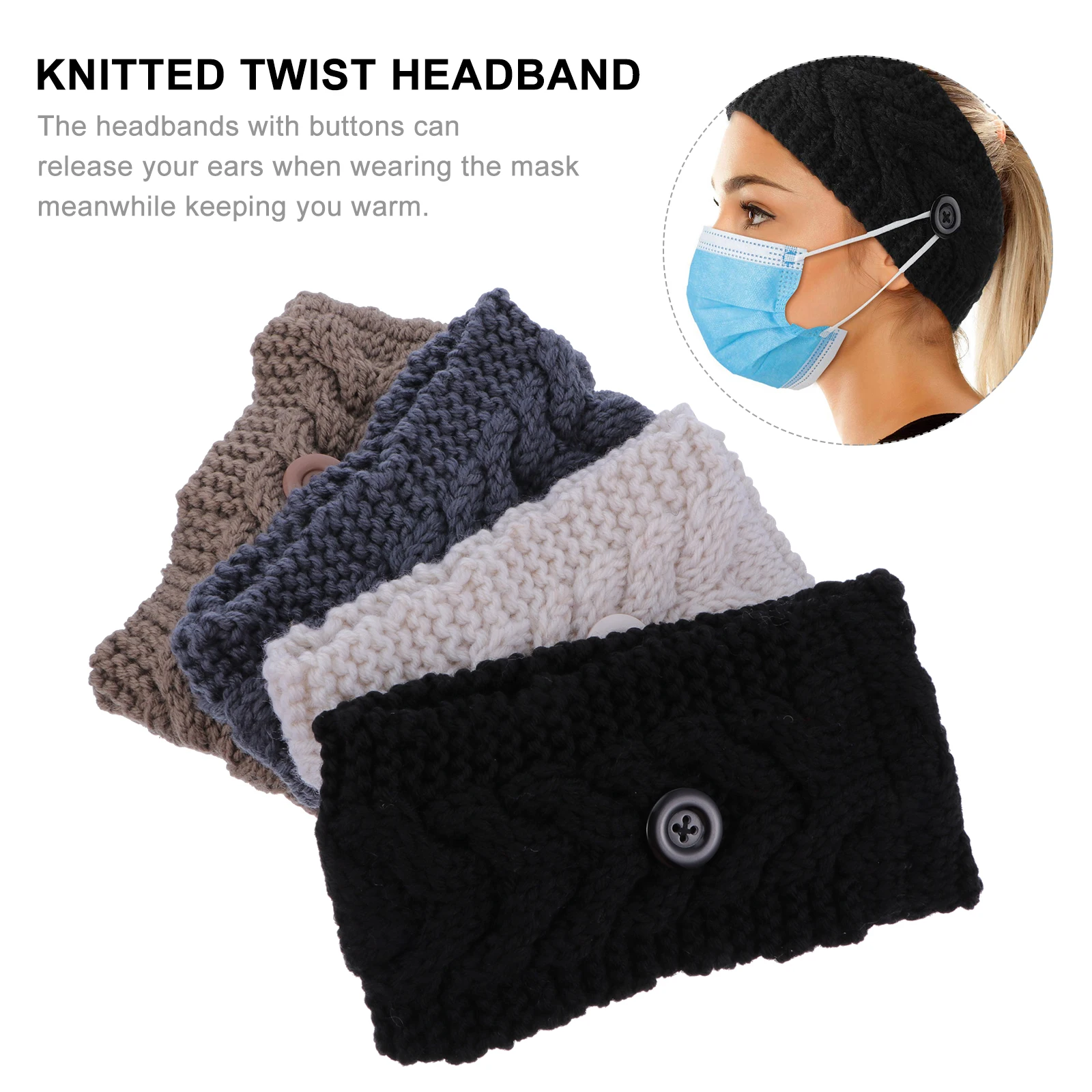 

4 Pcs Anti-hair Strap Nurse Headbands for Women Elastic Button with Buttons Face Mask Strangulation