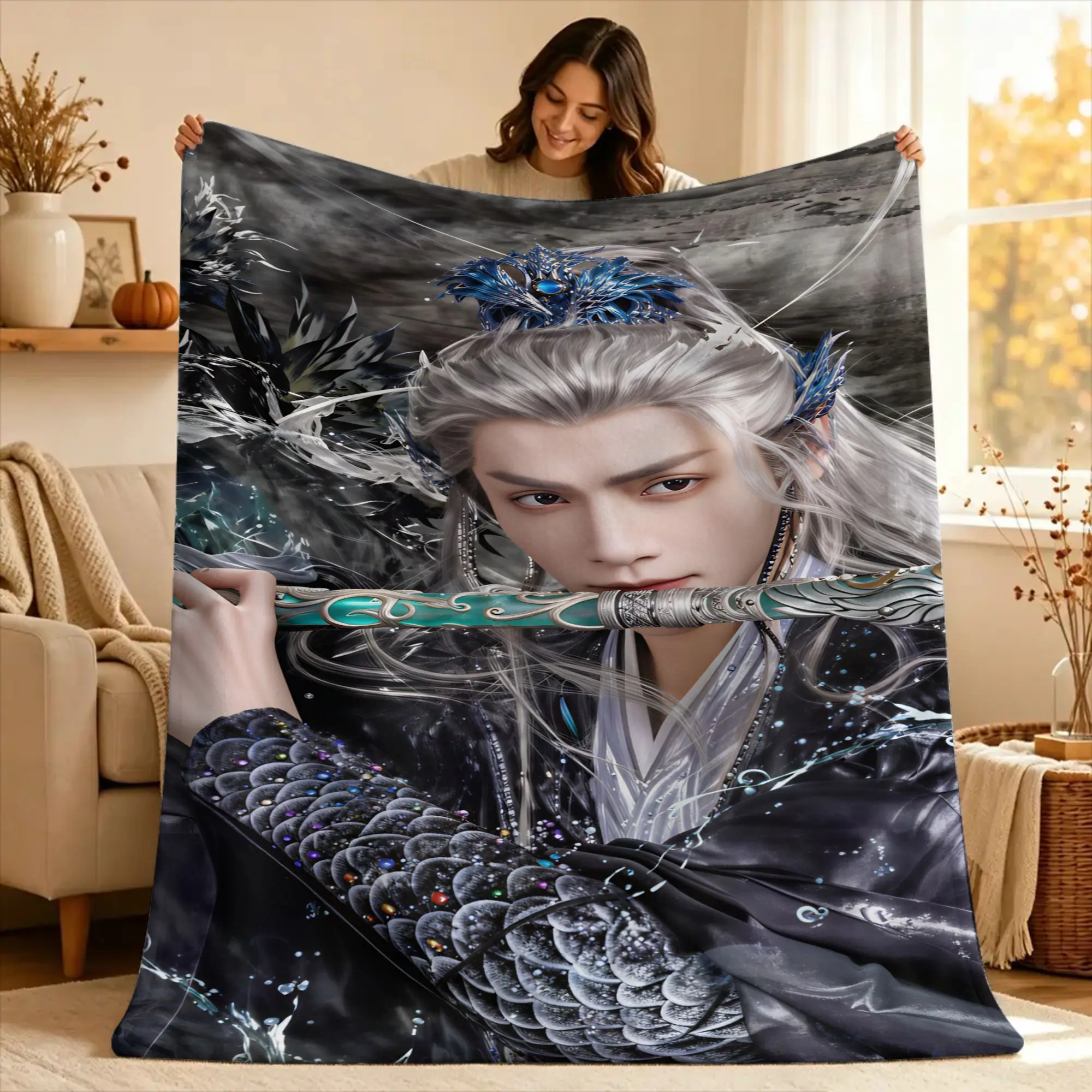 Leo Luo Yunxi Bai Lu  Blanket  Super Warm Funny Plush Throw Blanket For Couch Chair Travel Flannel Bedspread Bed Cover