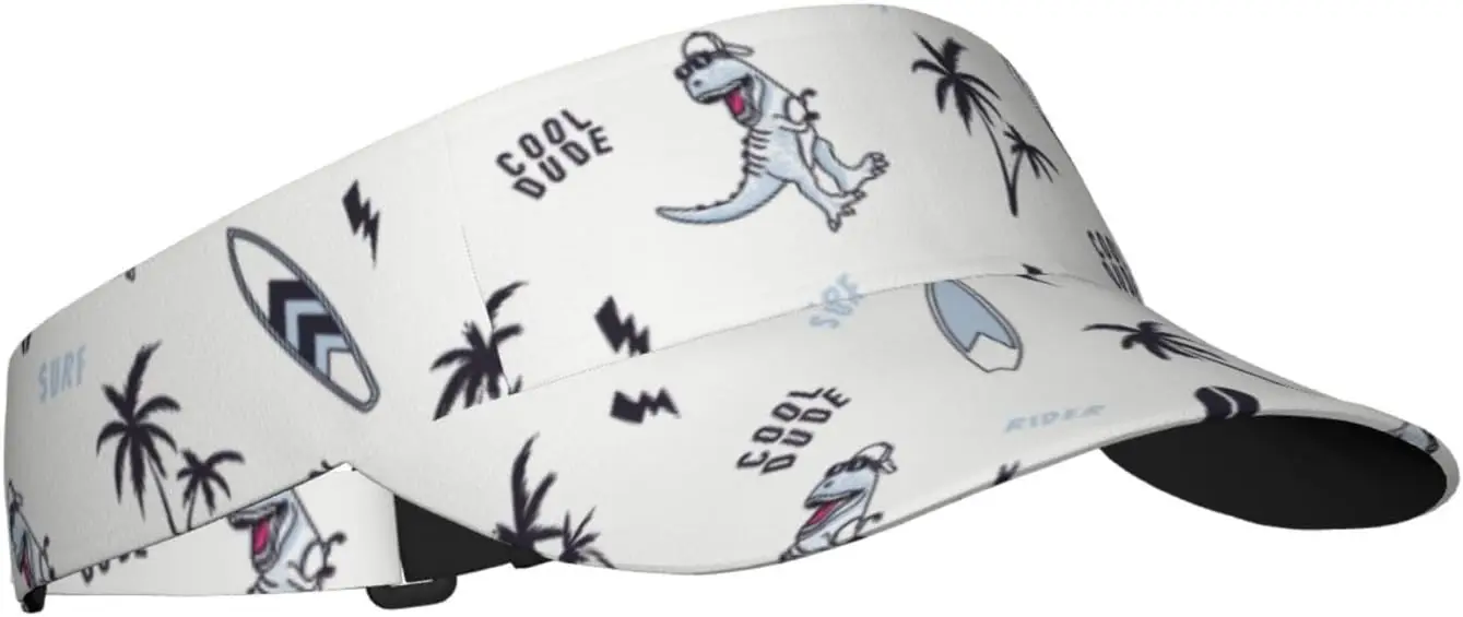 Sport Sun Visor Hat Surfer Dinosaur Adjustable Sun Hat Cap for Outdoor Travel