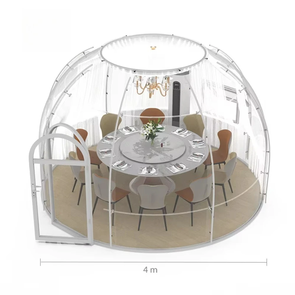 4m Round Polycarbonate Geodesic Dome House, Luxury Outdoor Glamping Igloo Bubble Tent for Villa Backyard Patio