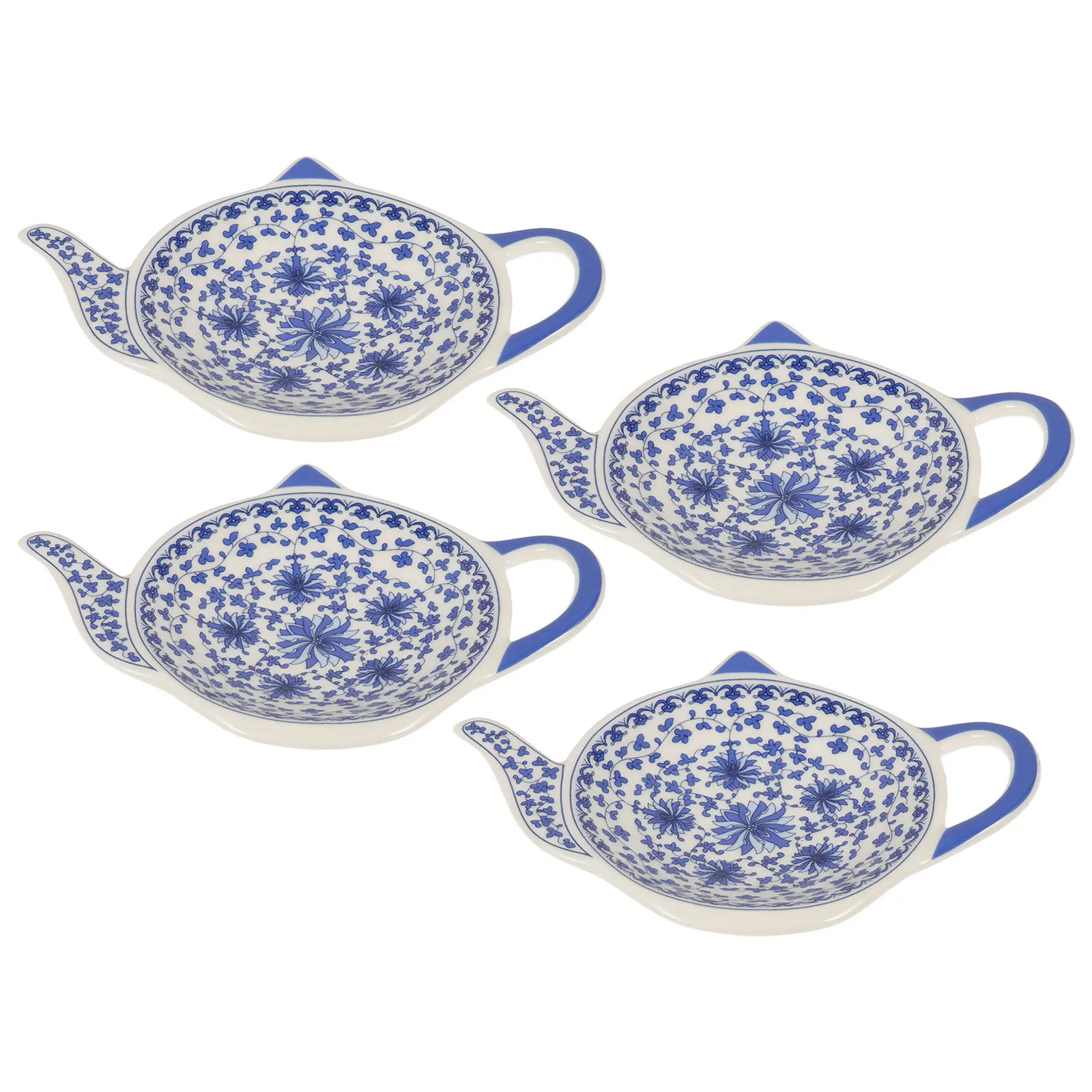 

4Pcs Teapot Shaped Tea Bag Holder Coaster Dipping Plates for Sauces Desserts Fine Workmanship Multi Use Storage Dish
