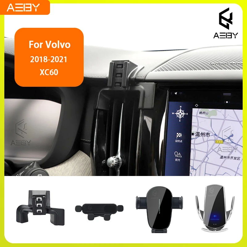 Für Volvo XC60 2018-2021 Handyhalterung Auto-Mobiltelefon-Halterung Spezielle Fixierte Halterungsbasis Kabelloses Ladegerät Innenraum