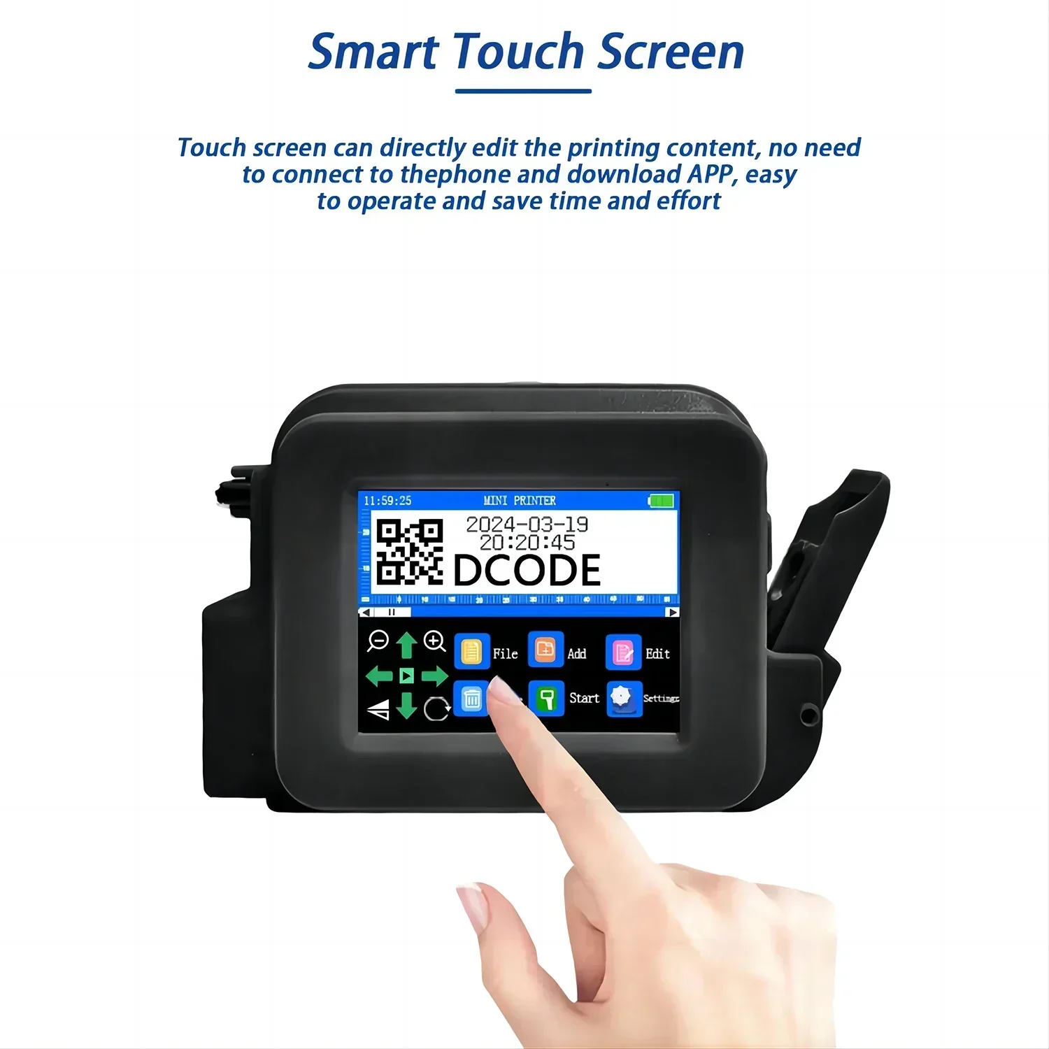 DCODE XMINI 12.7MM Portable Coder Handheld Inkjet Printer for Text QR Barcode Batch Number Logo Date Label with Fast-Dry Ink