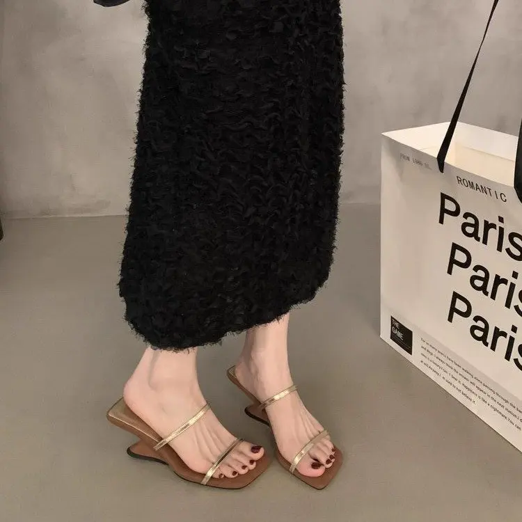 

Cool Summer High Heel Sandals Women's Versatile Open Toe Shoes Korean Style 2025 Spring Season Polyester Material
