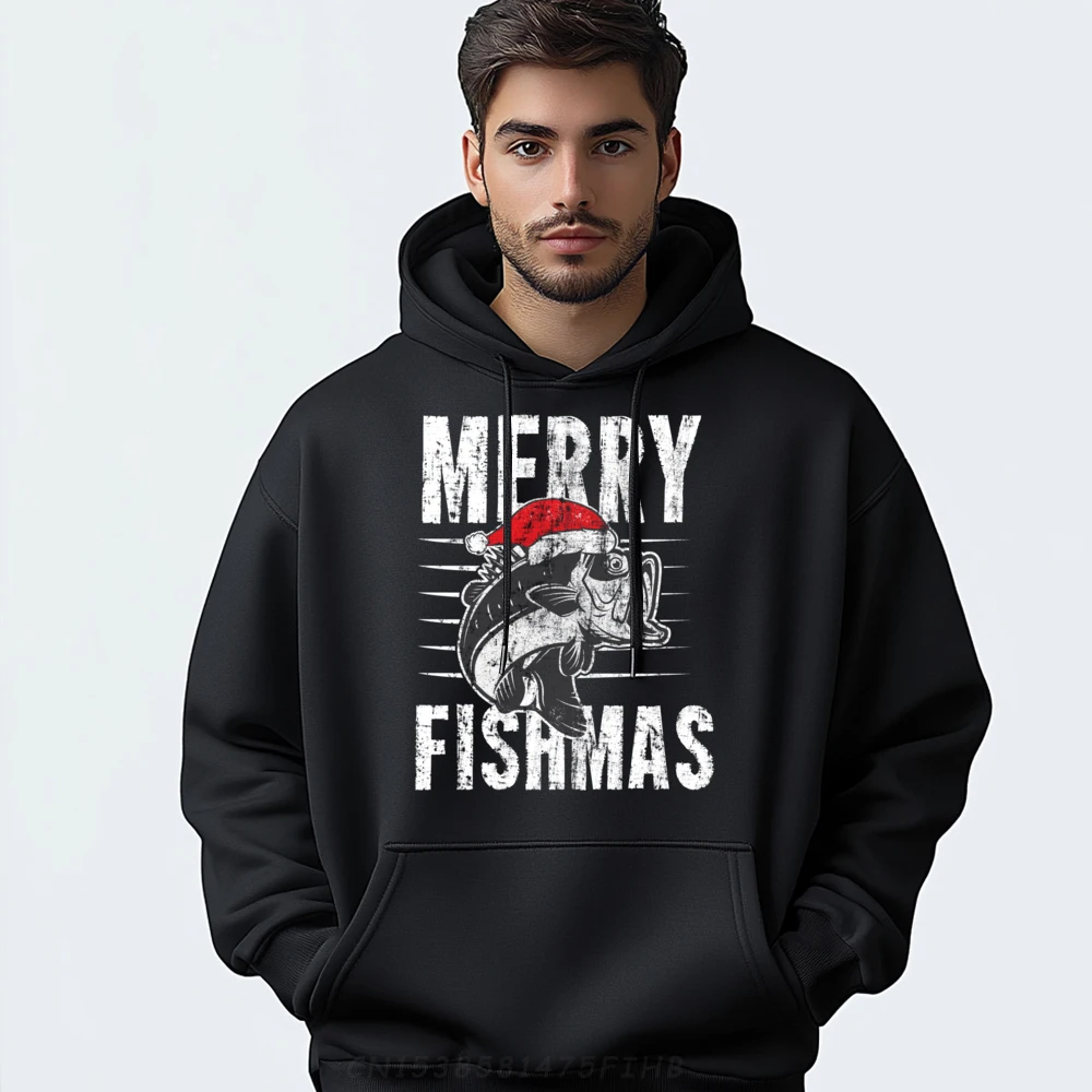 

Merry Fishmas Funny Fishing Christmas Funny Pullover Hoodies Spring Camiseta Masculina Harajuku