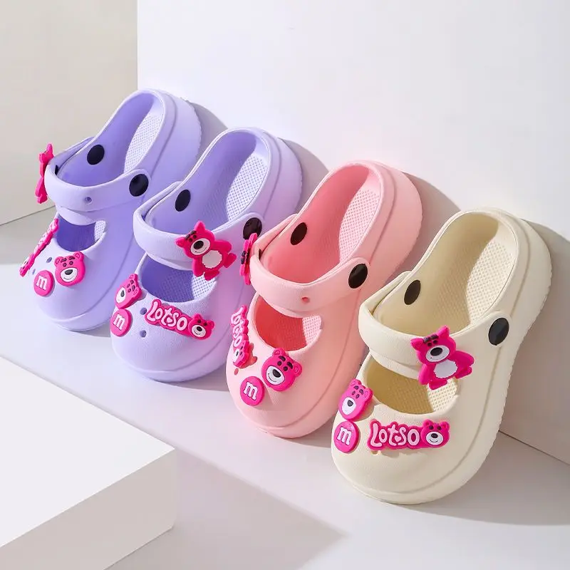 

Summer Disney Kids Sandals Children's Hole Slippers Soft Anti-Skid Cartoon Lotso DIY Design Shoes Sandy Beach for Boys Girls