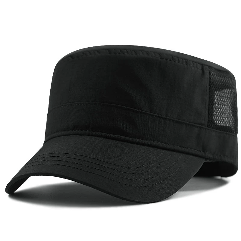 Cappello da uomo di grandi dimensioni cappello a cilindro piatto ad asciugatura rapida cappello da sole per il tempo libero all'aperto da donna berretto militare in rete di grandi dimensioni 56-60 cm 61-68 cm berretto da trekking