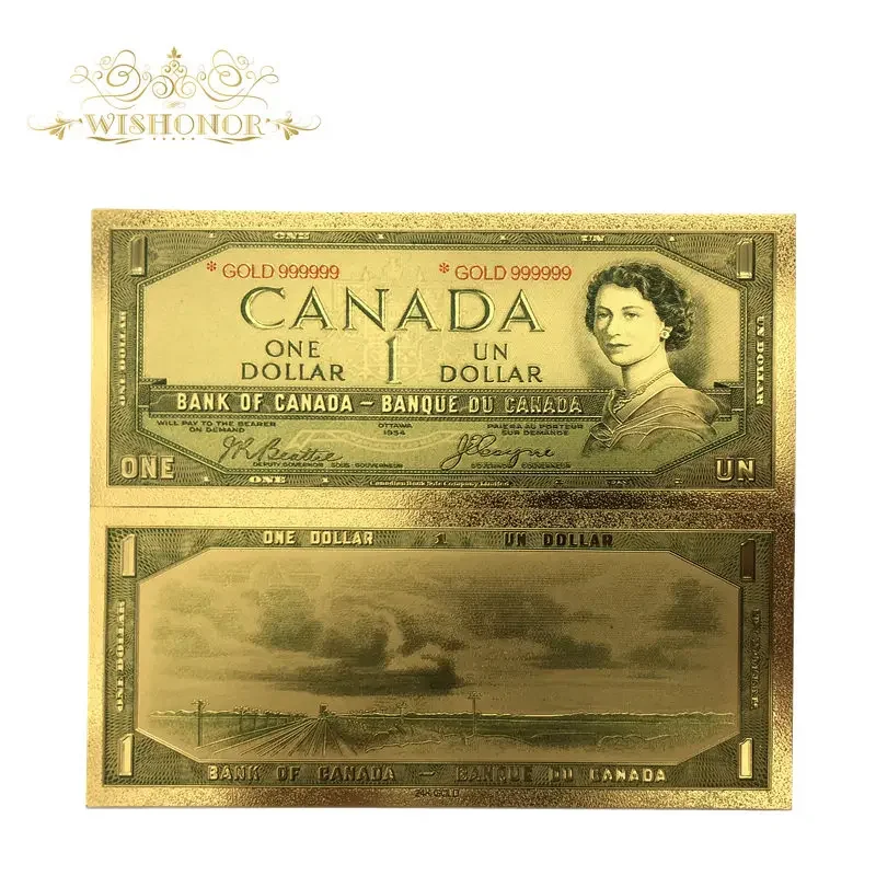 10Pcs/Lot For Canada Banknotes 1-100 Dollar Bills Banknote in 24K Gold Gold Foil Paper Money For Gifts