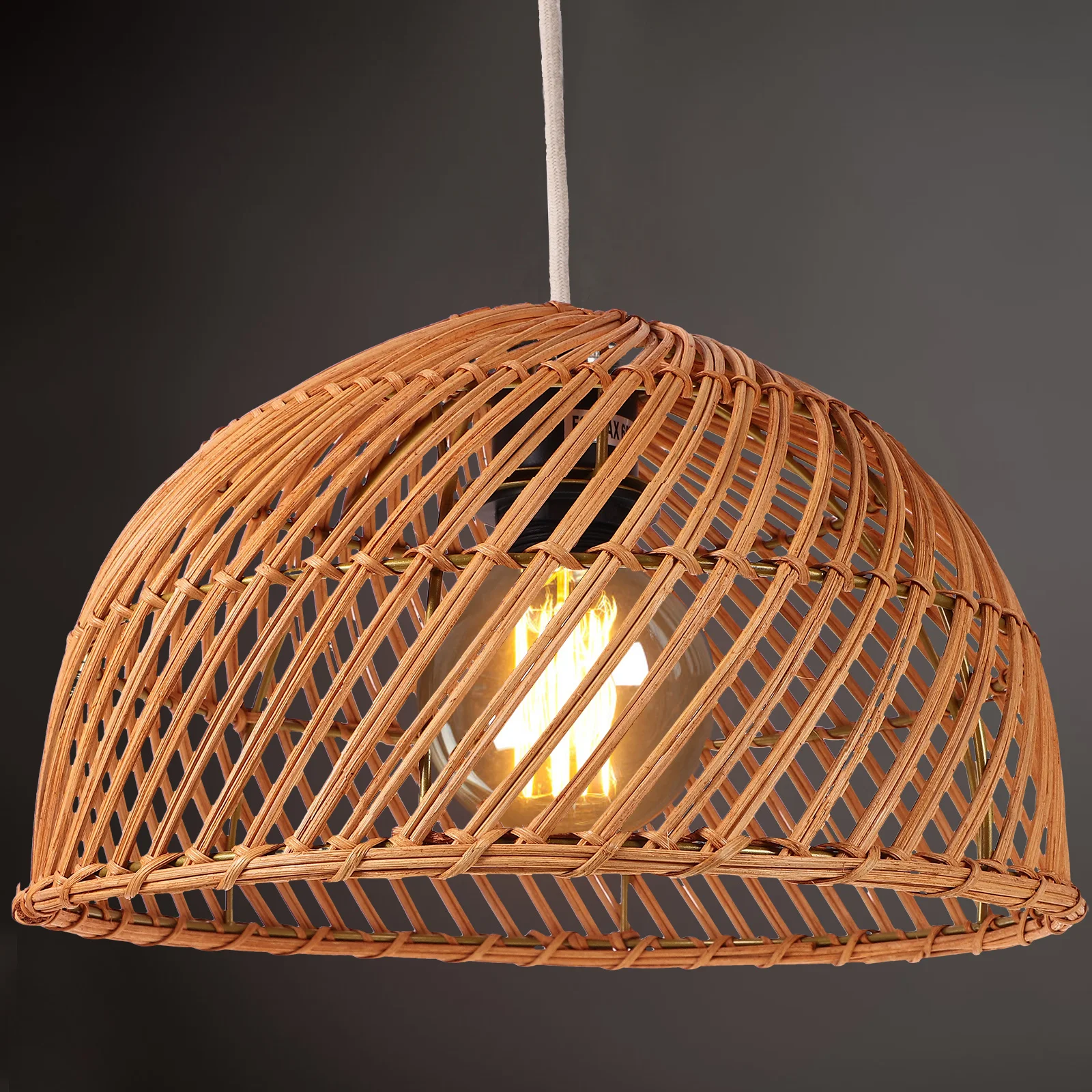 

Woven Rattan Pendant Light E26 Base Kitchen Ceiling Light Fixture Fresh Natural Atmosphere High Durability Practicality Home