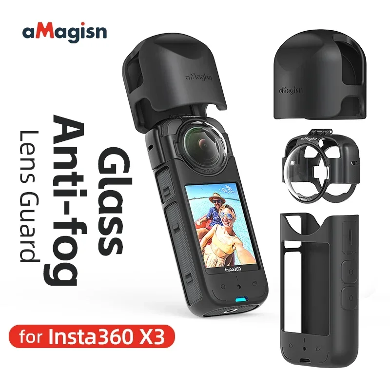 For aMagisn Glass Anti-fog Lens Guard for Insta360 X3 Removable Lens Guard Upgrade Optical Glass Protective Guard Accessories