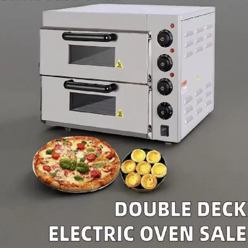 Horno multifuncional de doble capa de alta calidad, máquina para hornear Pizza italiana de acero inoxidable, fácil de operar