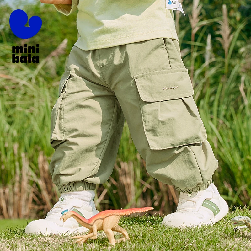 

Mini Bala Boys' Loose Workwear Trousers Soft Stylish Straight - leg Long Trousers Spring New