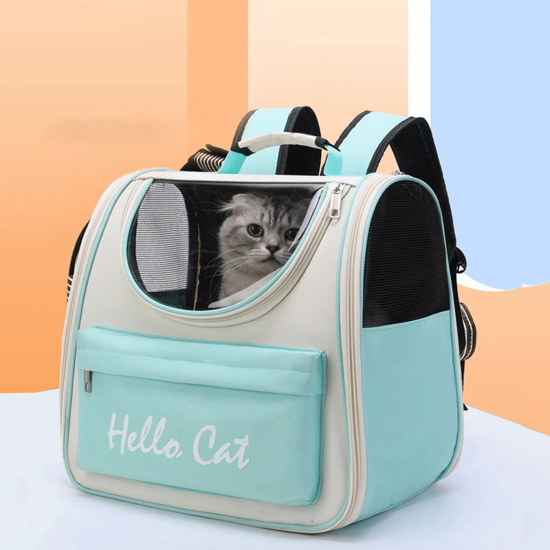 Sac à dos transparent en tissu Oxford pour animaux de compagnie, sac à main pour chat, sac de transport pour chiot et chien, sac de sécurité portable en tulle respirant, sortie