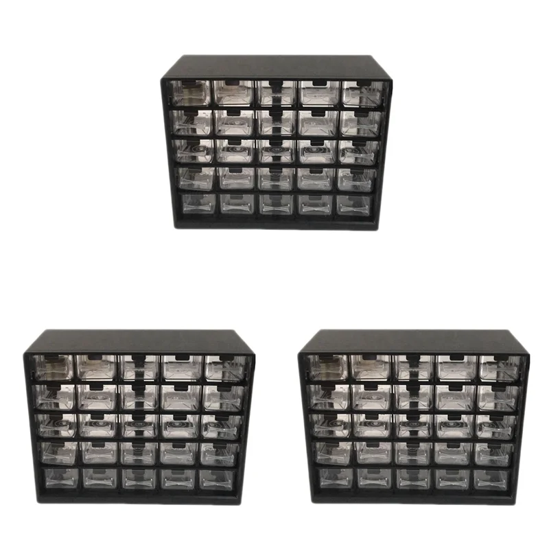 B50B-75Pc Combined Transparent Drawer Storage Cabinet Detachable Black Parts Box Hardware Sorting Box