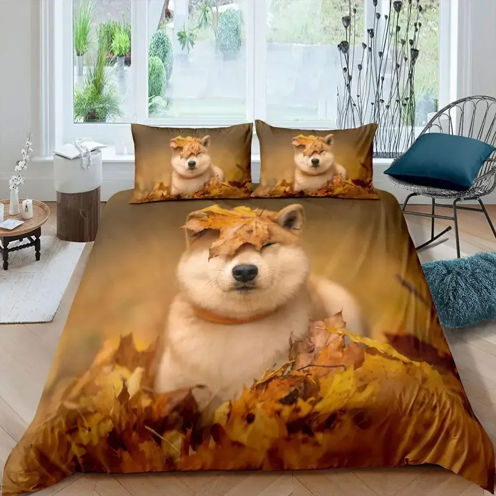 

Shiba Inu Cute Shiba Inu Comfortable Duvet Quilt Cover Pillowcase Bedding Set Children Bedroom Decoration Home Textile